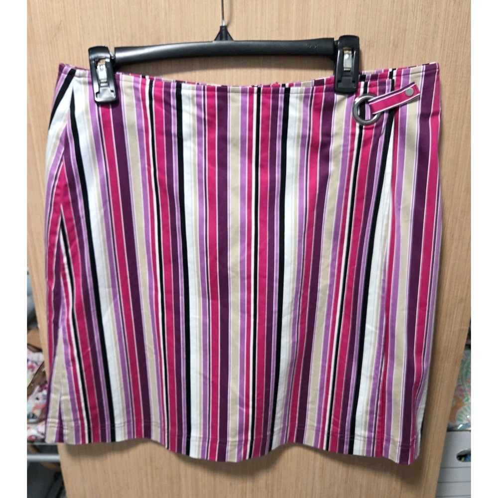 Valerie Stevens Size‎ 12 Women's Wrap Around Skirt/Skorts Stripe Cotton Blend
